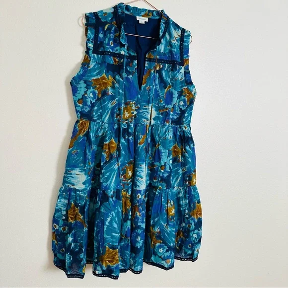 Sundance Baby Doll Dress Tiered Sleeveless Boho Floral Sleeveless - Picture 7 of 10